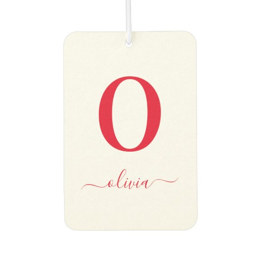 Monogram Script Name Personated White and Red Luchtverfrisser (Voorkant)