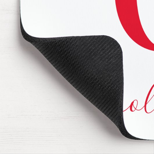 Monogram Script Name Personated White and Red Muismat (Hoek)