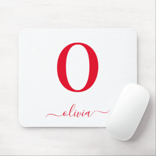 Monogram Script Name Personated White and Red Muismat