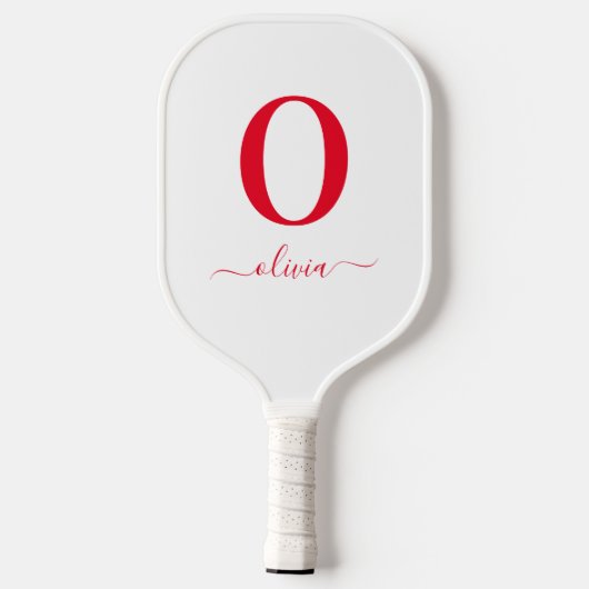 Monogram Script Name Personated White and Red Pickleball Paddle (Achterkant)