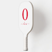 Monogram Script Name Personated White and Red Pickleball Paddle (Links)