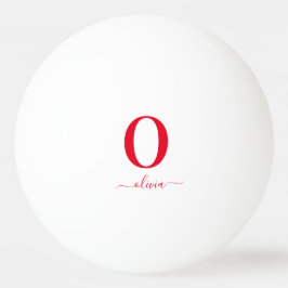 Monogram Script Name Personated White and Red Pingpongbal