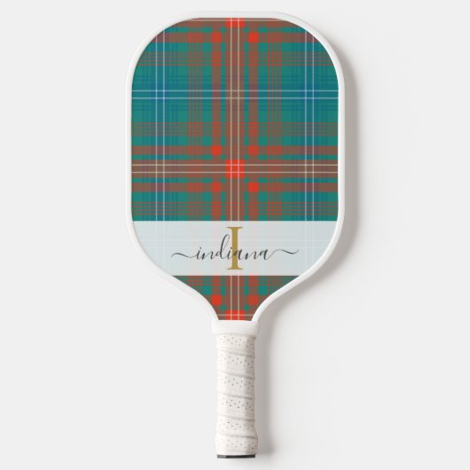 Monogram Script Name Pset Clan Wilson Tartan Pickleball Paddle (Voorkant)