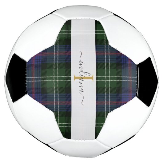 Monogram Script Name Pset Rustic Tartan Voetbal (Gedraaid)