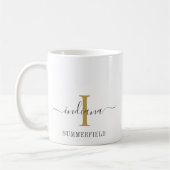 Monogram Script Name Stylish Gold Grey Minimalist Koffiemok (Links)