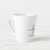 Monogram Script Name Stylish Gold Grey Minimalist Latte Mok (Linkerhoek)