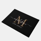 Monogram Script Namen Chic Gold Wedding Date Zwart Deurmat (Schuin)