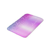 Monogram Script Paars Glitter Girly Name Badmat (Gekanteld)