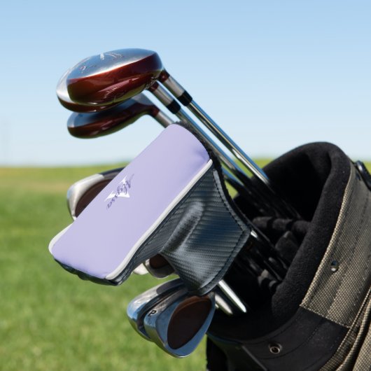Monogram Script Paarse lavendelputter Golfheadcover (Insitu)