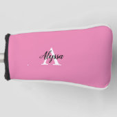 Monogram Script Pink Putter Golf Head Hoesje Golfheadcover (Voorkant)