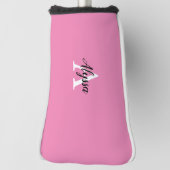 Monogram Script Pink Putter Golf Head Hoesje Golfheadcover (Draai 90)