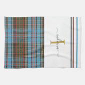 Monogram Script Plaid Tartan Clan Anderson Check Theedoek (Horizontaal)