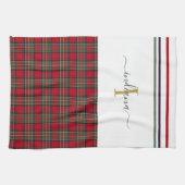 Monogram Script Plaid Tartan Stewart Rustic Theedoek (Horizontaal)