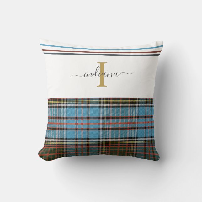 Monogram Script Pset Tartan Clan Anderson Kussen (Voorkant)