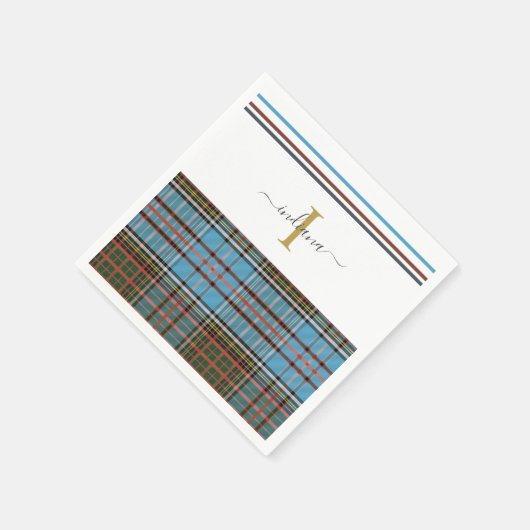 Monogram Script Pset Tartan Clan Anderson Party Servet (Hoek)
