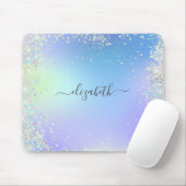 Monogram Script Rainbow Glitter Blue Paars Muismat (Met muis)