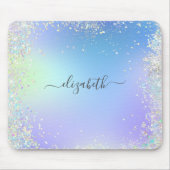 Monogram Script Rainbow Glitter Blue Paars Muismat (Voorkant)