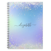 Monogram Script Rainbow Glitter Blue Paars Notitieboek (Voorkant)