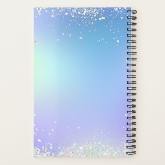 Monogram Script Rainbow Glitter Blue Paars Planner (Achterkant)