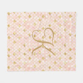 Monogram Script Roze Goud Zeemeermin Schubben Fleece Deken (Voorkant (Horizontaal))