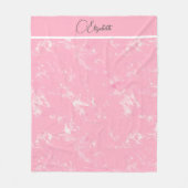 Monogram Script Roze Wit Grijs Marmer Trendy Fleece Deken (Voorkant)