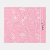 Monogram Script Roze Wit Grijs Marmer Trendy  Fleece Deken (Voorkant (Horizontaal))
