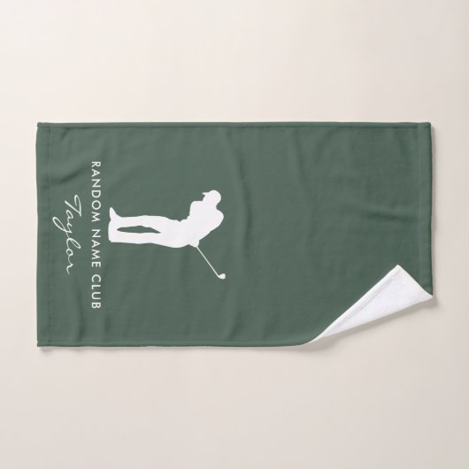 Monogram Script Sage Green Club Naam Gepersonalise Handdoek (Handdoek)