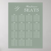 Monogram Script Sage Green Moderne Trouwstoel Poster (Voorkant)