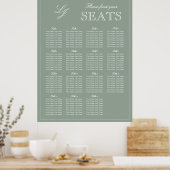 Monogram Script Sage Green Moderne Trouwstoel Poster (Keuken)