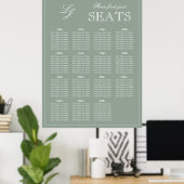 Monogram Script Sage Green Moderne Trouwstoel Poster (Thuiskantoor)
