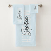 Monogram Script Signature Pastel Blue Bad Handdoek (Insitu)