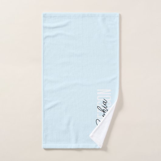 Monogram Script Signature Pastel Blue Bad Handdoek (Handdoek)