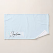 Monogram Script Signature Pastel Blue Bad Handdoek (Handdoek)