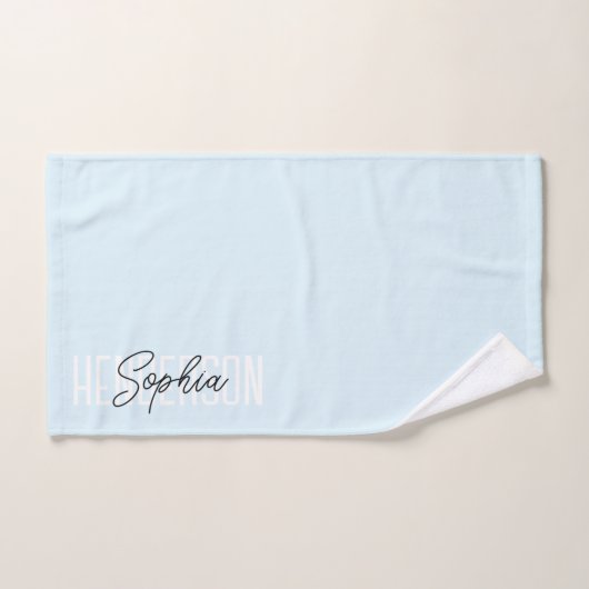 Monogram Script Signature Pastel Blue Bad Handdoek (Handdoek)