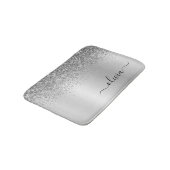 Monogram Script Silver Black Glitter Girly Name Badmat (Gekanteld)