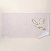 Monogram Script Simple Chic Blush Gold Monogrammed Strandlaken (Voorkant)