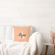 Monogram Script Stylish Peach Sierkussen