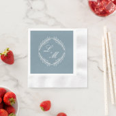 Monogram Script Tak Dusty Blau Trouw Servet (Insitu)