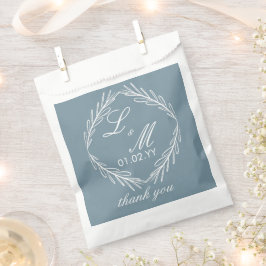 Monogram Script Tak Dusty Blue Trouw Bedankzakje