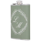 Monogram Script Tak Groene Huwelijkstak Heupfles (Links)
