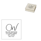 Monogram Script Tekst Retouradres Wood Art Stamp Rubberstempel (Gestempeld)