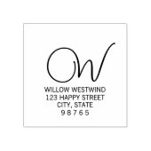 Monogram Script Tekst Retouradres Wood Art Stamp Rubberstempel (Afrduk)