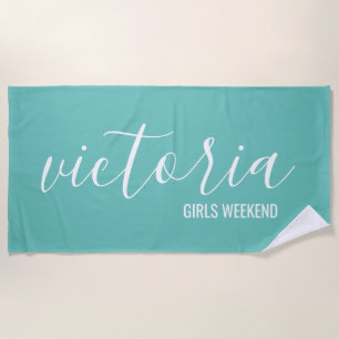 Monogram Script Turquoise Badhanddoek