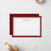 Monogram script twee grens legant minimalistisch r notitiekaartje (Voorkant / Achterkant in situ)