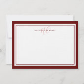 Monogram Script Twee Rand Elegant Minimalistisch R Notitiekaartje (Voorkant)