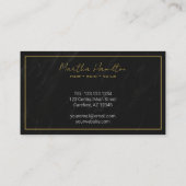 Monogram Script Typografie Floral Zwart & Goud Contactkaartje (Achterkant)