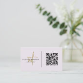 Monogram Script Typografie Lavendel Gold QR Code Visitekaartje (Staand voorkant)
