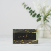 Monogram Script Typografie Zwart en Goud inkt Contactkaartje (Staand voorkant)