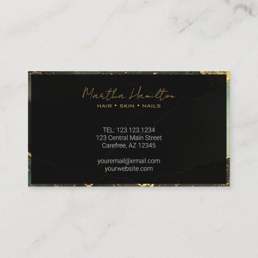 Monogram Script Typografie Zwart en Goud inkt Contactkaartje (Achterkant)