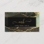 Monogram Script Typografie Zwart en Goud inkt Contactkaartje (Voorkant)